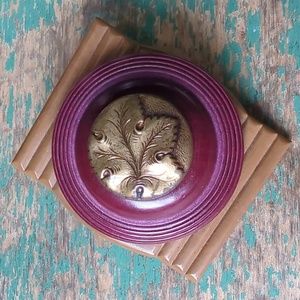 WHIMSY HOUSE I Upcycled Handmade Vintage Button & Buckle Copper Leaf Brooch Pin